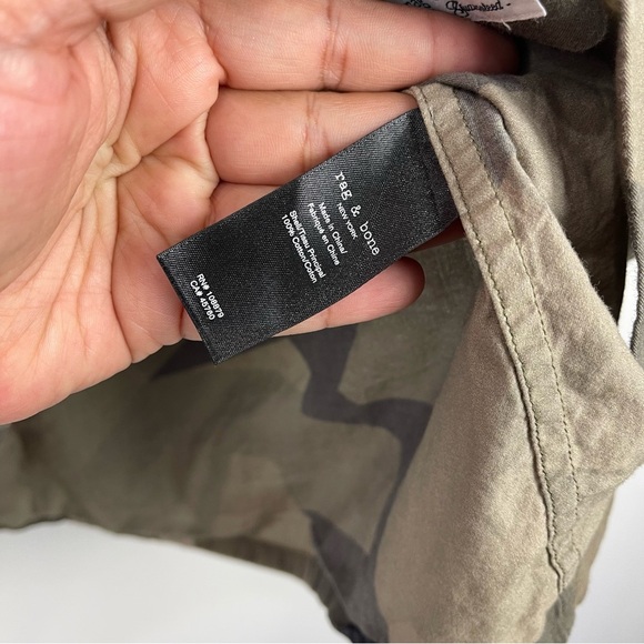 Rag & Bone Avery Vacation Shirt Short Sleeve Camo Button Front Size Medium - Picture 6 of 9